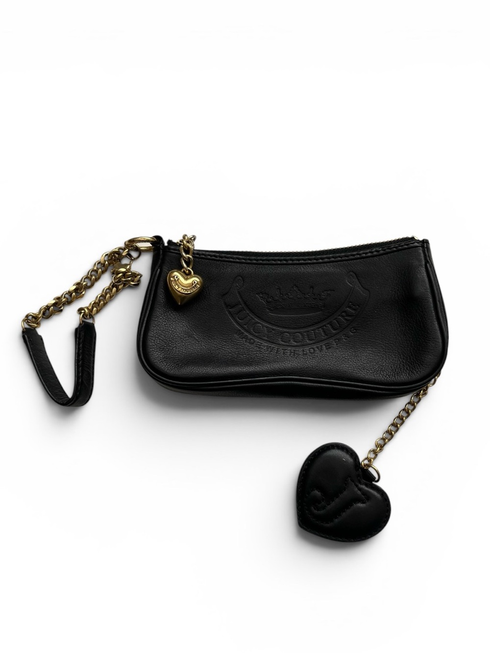Juicy Couture Vintage Y2K 2000s Leather Wristlet Black